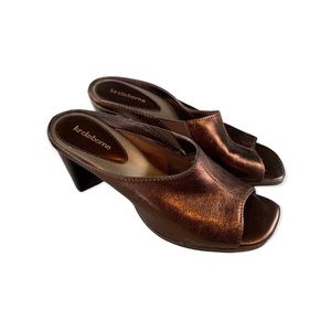 Liz Claiborne Metallic Brown Peep Toe Mules Shoes 8